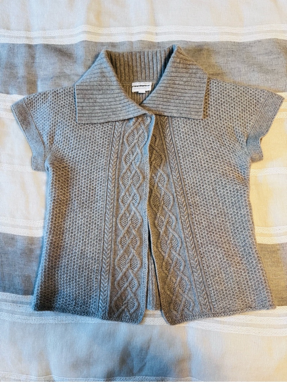 100% cashmere cable knit cardigan sweater